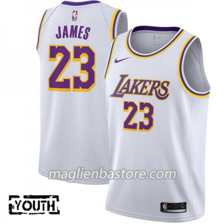 Maglia NBA Los Angeles Lakers Lebron James 23 2018-19 Nike Bianco Swingman - Bambino